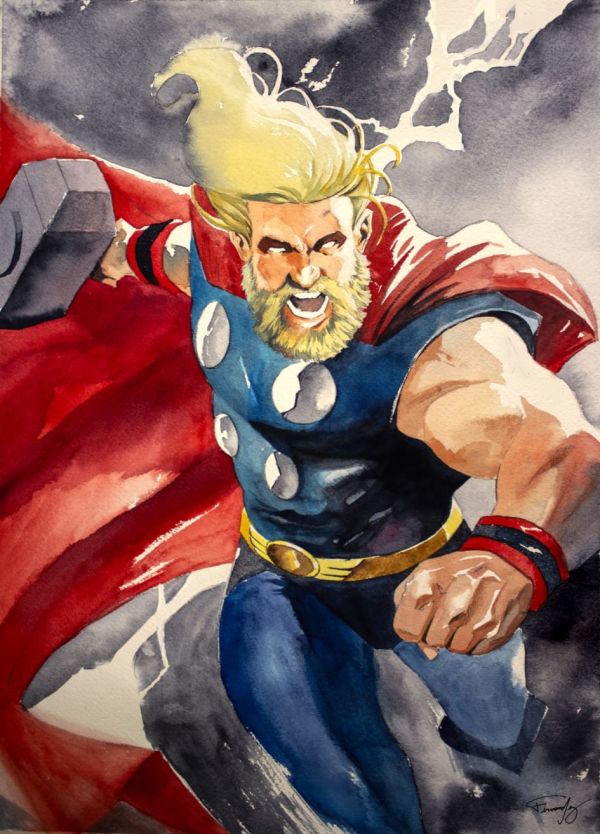 Image for Thor Watercolor Illustration