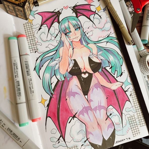 Image for Morrigan Copic Marker Fanart