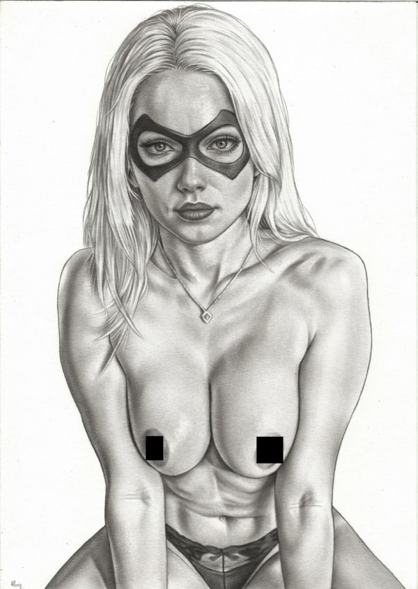 Image for Black Cat Original Pencil Drawing 9x12