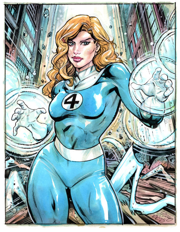 Image for SUE STORM Invisible Woman Fantastic Four 8.5 X 11 inch color sketch by Ryan Kelly! 