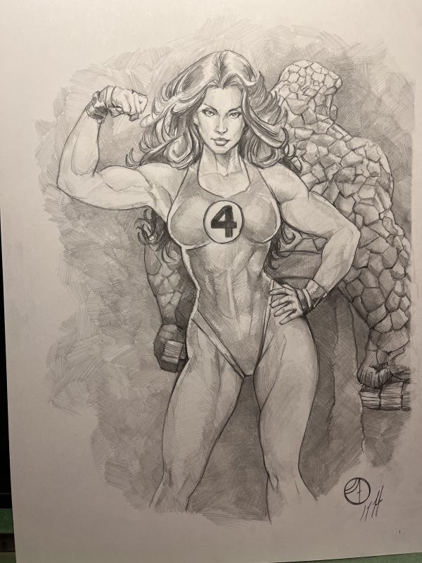 Image for She-Hulk and The Thing Pencil Sketch