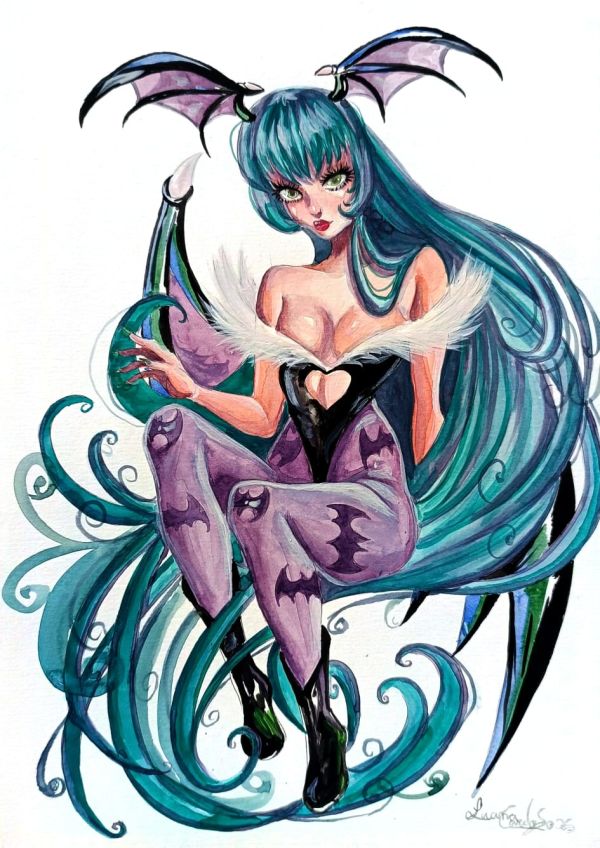 Image for Morrigan Aensland Watercolor 9"12