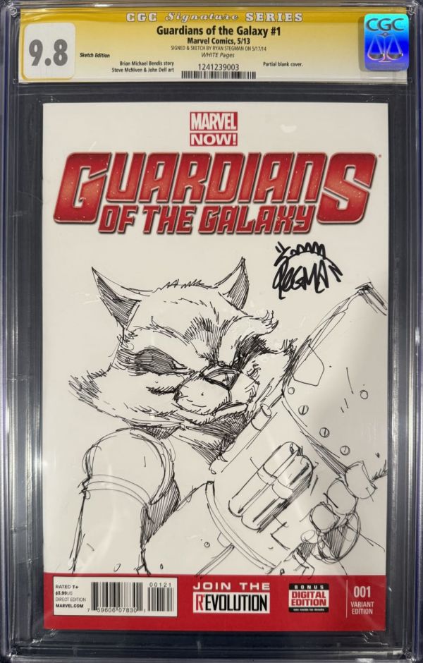 Image for GUARDIANS OF THE GALAXY #1 CGC 9.8 RYAN STEGMAN ROCKET ORIGINAL ART SKETCH