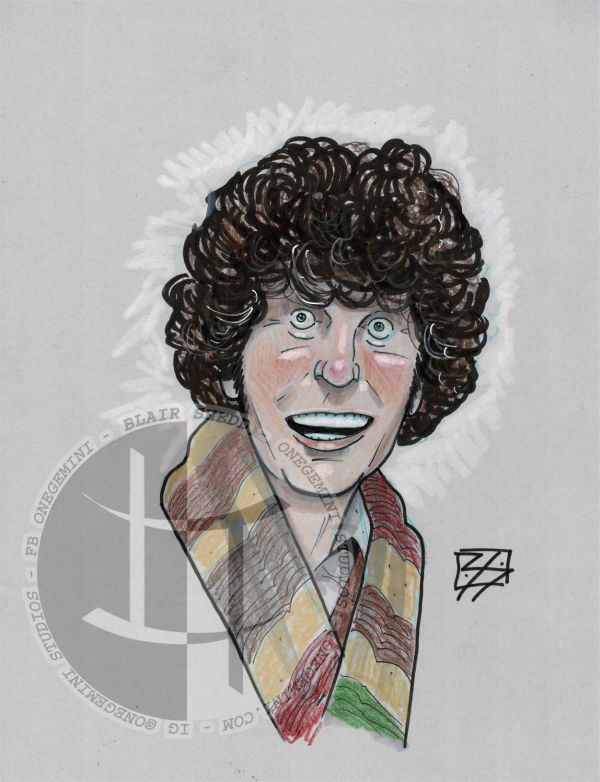 Image for Fourth Doctor Bust Sketch by Blair Shedd plus signed print