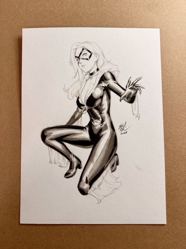 Image for Black Cat Ink Wash Illustration