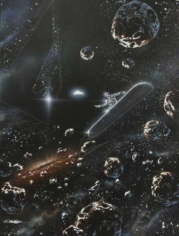 Image for Galactus and silver Surfer on Black paper by Manu Silva