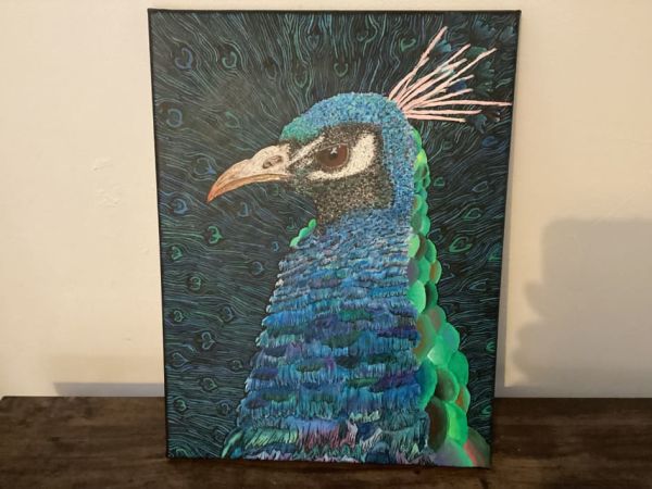 Image for Peacock Portrait Mixed Media Art