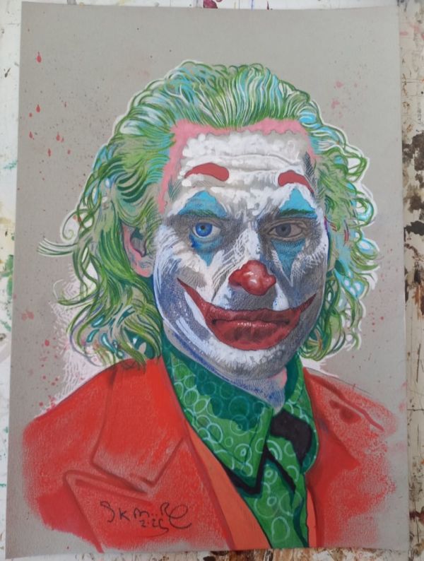Image for Joker Portrait Mixed Media Art