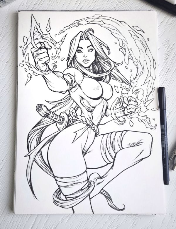 Image for Psylocke Inked Sketch on Bristol
