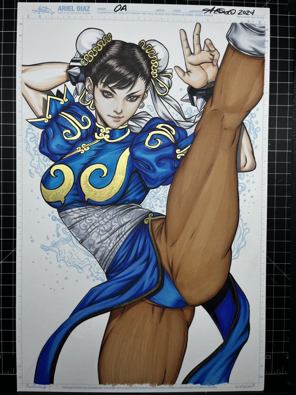 Image for Chun-Li with gold leaf accents 11x17 ADA Original Board