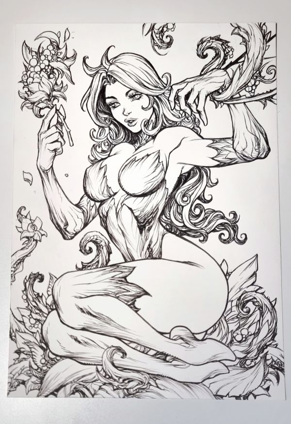 Image for Poison Ivy Inked Sketch Signed