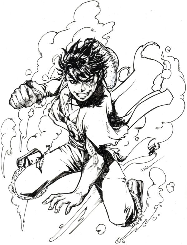 Image for Luffy Dynamic Ink Sketch