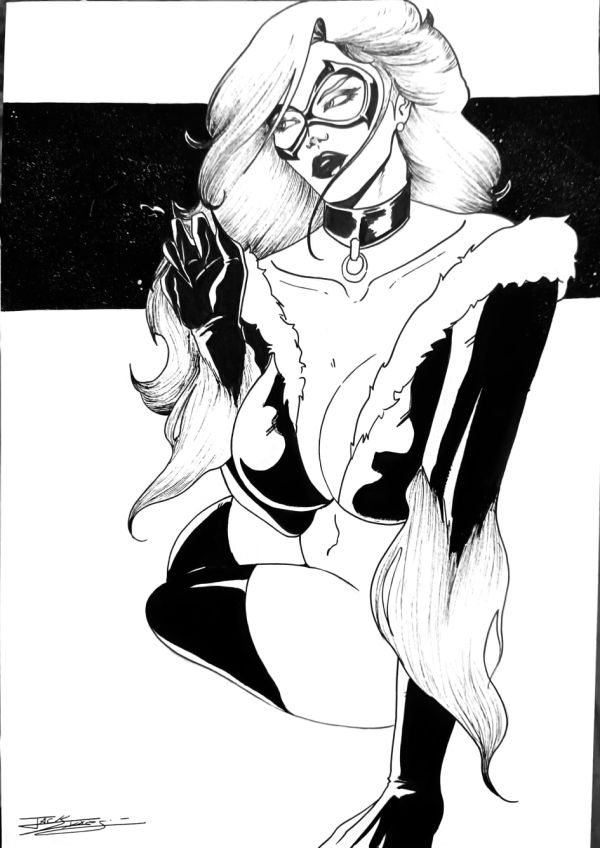 Image for Black Cat Pin Up Original Art 9"12 by Jack Lynxes 