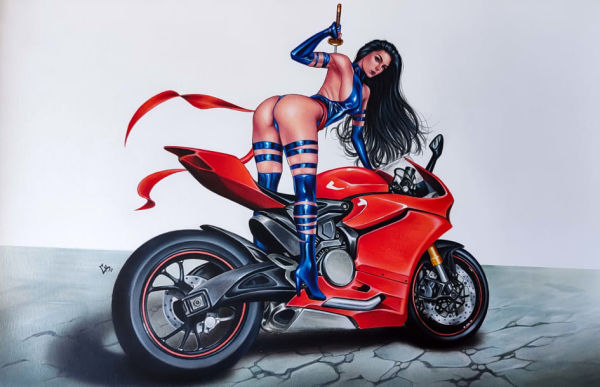 Image for Psylocke and Ducati Illustration
