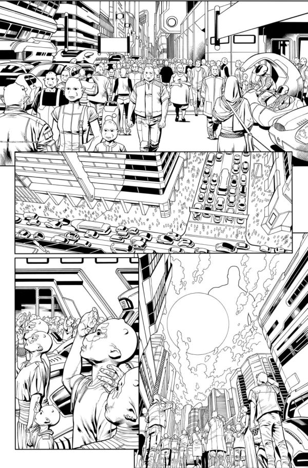 Image for Green Lantern Corps #07 page 01 inks over bluelines by Oclair Albert