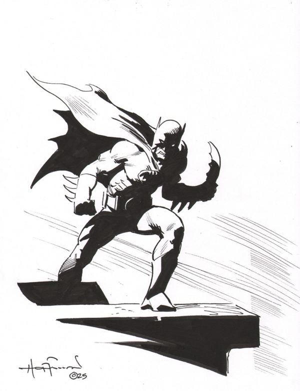 Image for Batman Rooftop Batarang Scene Ink Art
