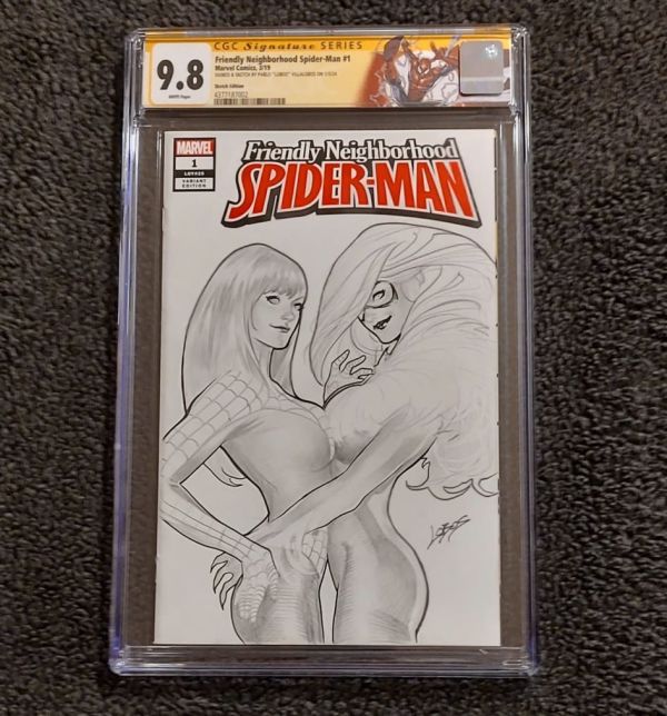 Image for Friendly Neighborhood Spider-Man 1 Mary Jane and Blackcat Pencil Sketch by Pablo Lobos Villalobos  CGC 9.8