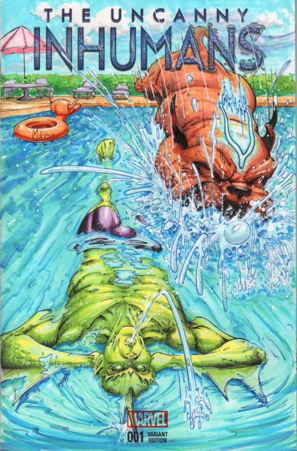 Image for Triton and Lockjaw at the pool! sketch cover by Criss Madd