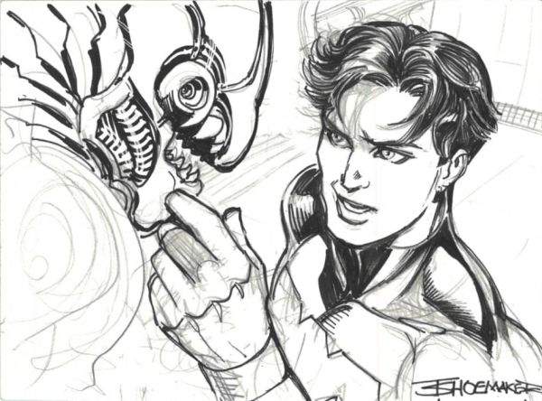 Image for Ultra Boy sketch card by Terry Shoemaker