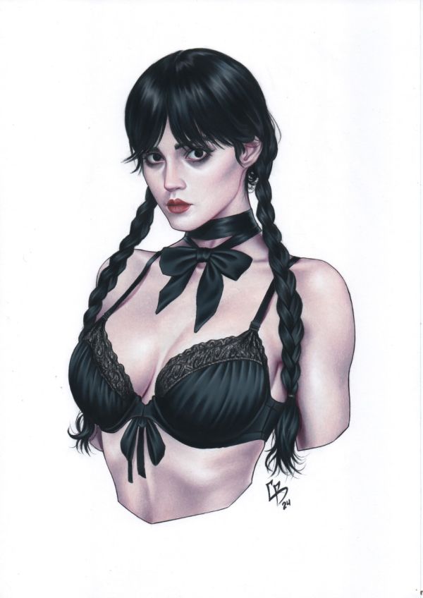Image for Portrait Illustration of Wednesday Addams