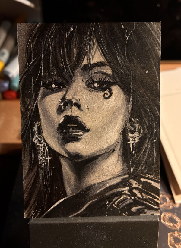 Image for Original Female Portrait Sketch Card