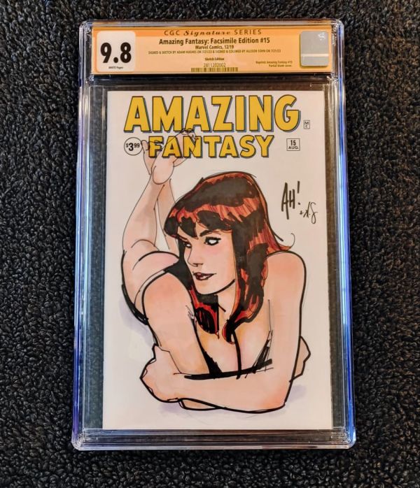 Image for Amazing Fantasy 15 Blank Cover Variant Adam Hughes Sketch CGC 9.8