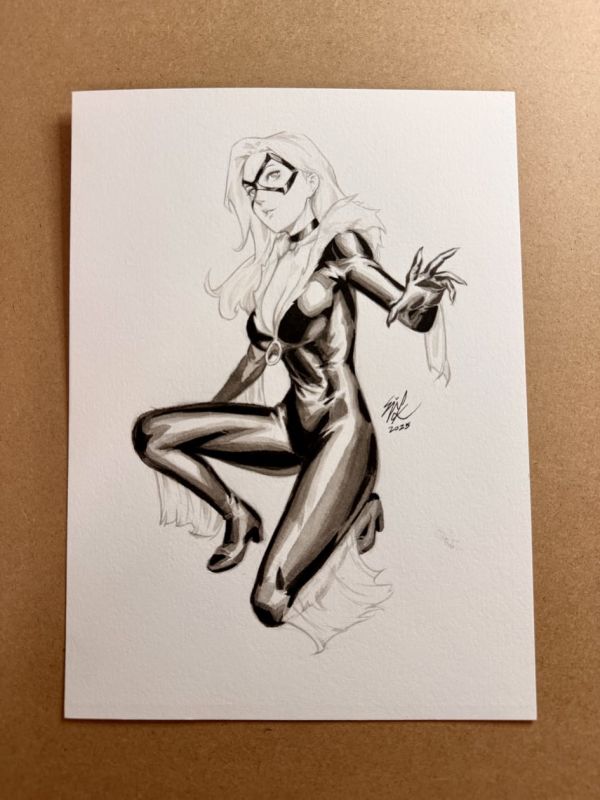 Image for Black Cat Ink Wash Illustration