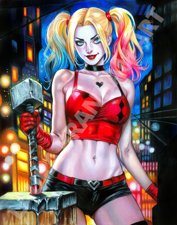 Image for Harley Quinn by Laura Branham - Original Mixed Media Art