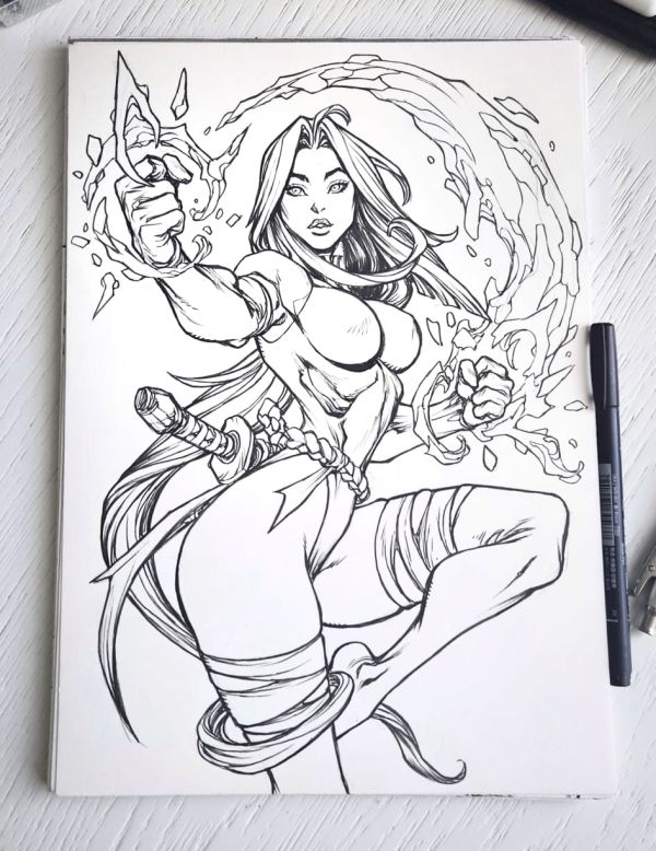 Image for Psylocke Inked Sketch on Bristol
