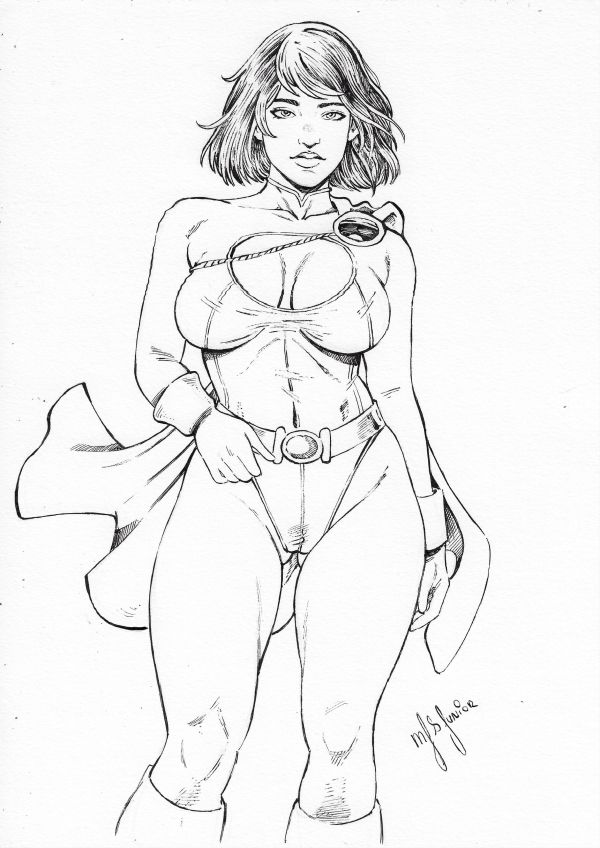Image for Power Girl (09"x12") original comic art by Junior Staiger (2025) * TramaStudio