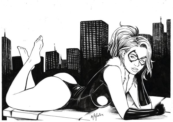 Image for Black Cat (09"x12") original comic art by Junior Staiger (2025) * TramaStudio