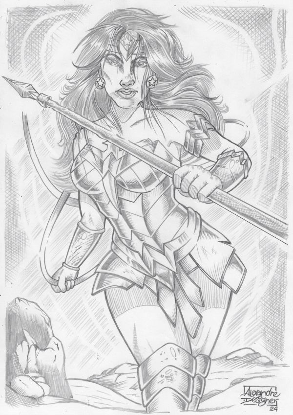 Image for Wonder Woman (09"x12") original comic art by Alexandre (2025) *TramaStudio