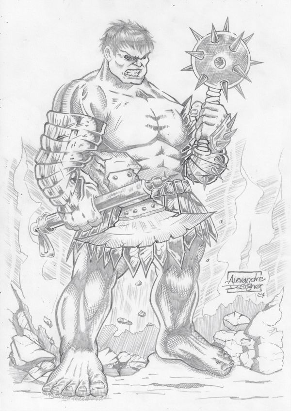 Image for Hulk (09"x12") original comic art by Alexandre (2025) *TramaStudio