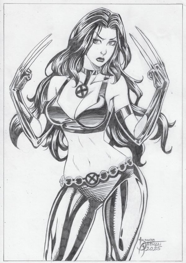 Image for X-23 (09"x12") original comic art by Bruce Artman (2025) *TramaStudio