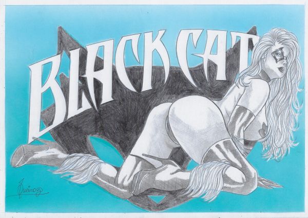 Image for Black Cat (09"x12") original comic art by Leandro Queiroz (2025) *TramaStudio