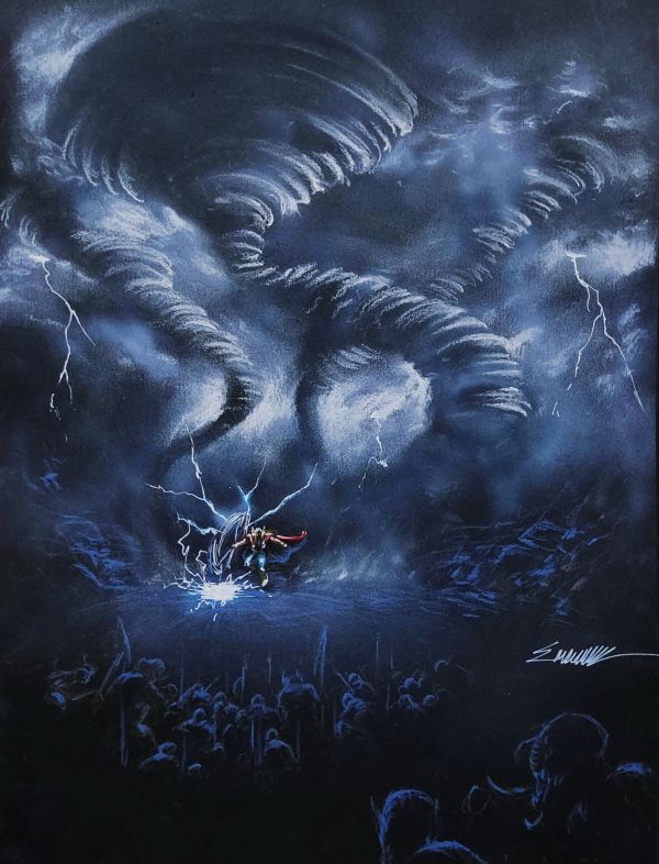 Image for Thor vs Frost Giants on Black paper 11x17 by Manu Silva