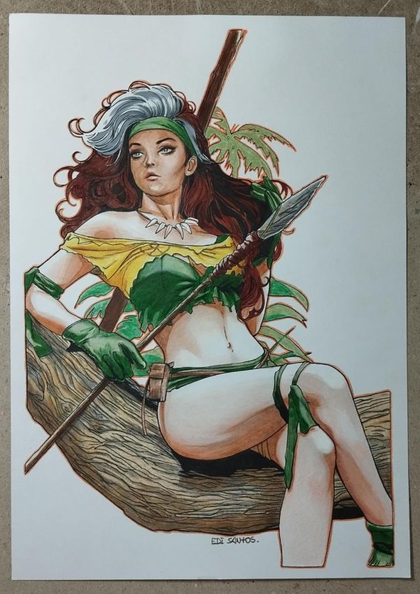 Image for Rogue Savage art, ('9x12') 100% colored pencils and markers on 180gsm canson paper, art by Edi Santos