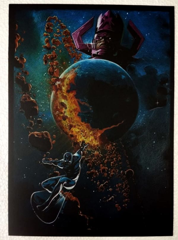 Image for Galactus and Silver Surfer, art size ('11x17') made 100% colored pencil on 180 gsm Canson colored paper. art by Edi Santos