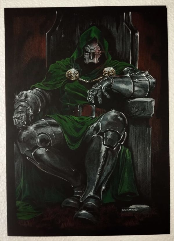 Image for Dr Doom, art size ('11x17') done 100% in colored pencil on Canson 180 gsm colored paper. art by Edi Santos