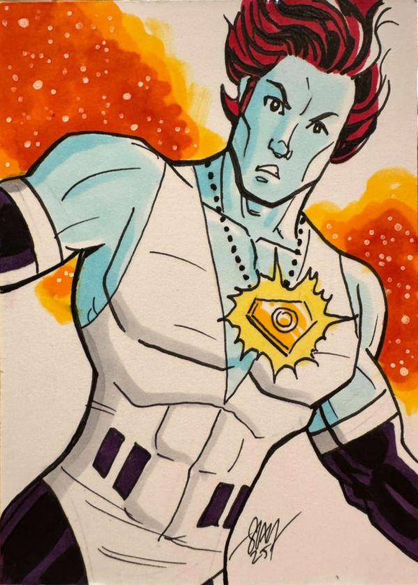 Image for Mikaal Tomas Starman sketch card by Cal Slayton