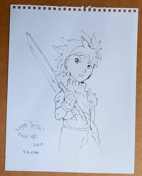 Image for Final Fantasy VII Cloud Sketch by Hidetoshi Omori