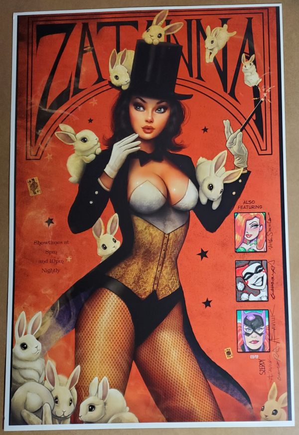 Image for Zatanna Print with 3 sketches by Nathan Szerdy, Alex Saviuk, and Bianca Roman Stumpff