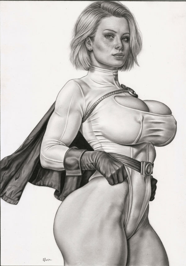 Image for Power Girl 9x12 Pencil Illustration