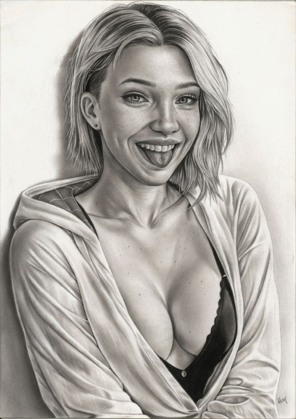 Image for Spider-Gwen 9x12 Pencil Drawing