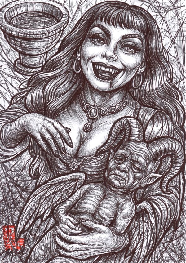 Image for UNHOLY CRADLE. Vampiress Carmilla  by Angel Bazal. 8,3x11,7.