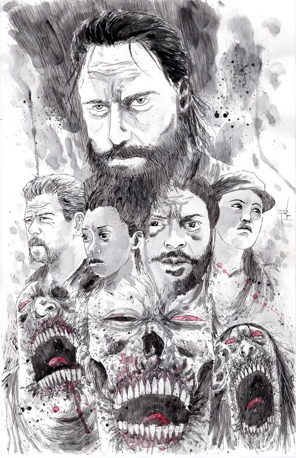 Image for THE WALKING DEAD MONTAGE ORIGINAL ART SIGNED BEN TEMPLESMITH