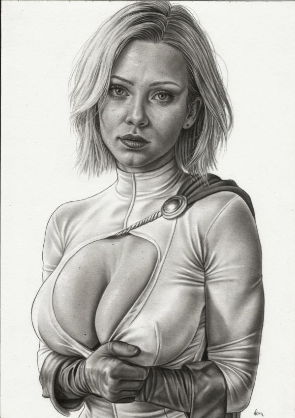 Image for Power Girl 9x12 Pencil Illustration