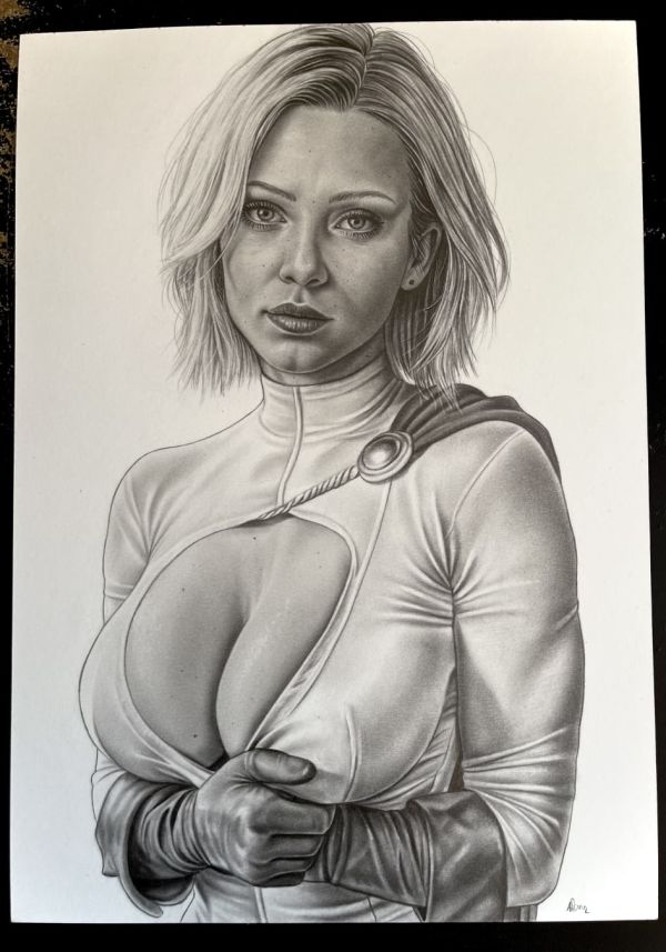 Image for Power Girl 9x12 Pencil Illustration