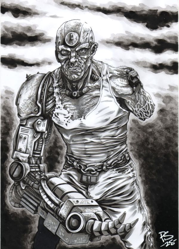Image for 2000AD Judge Dredd - MEAN MACHINE ANGEL A4 Original art by PAUL SWAIN