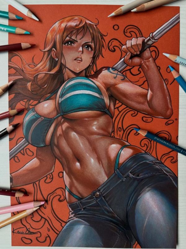 Image for Kevin Chua Original Art Nami One Piece A4 ( 8.3 x 11.7 inches )